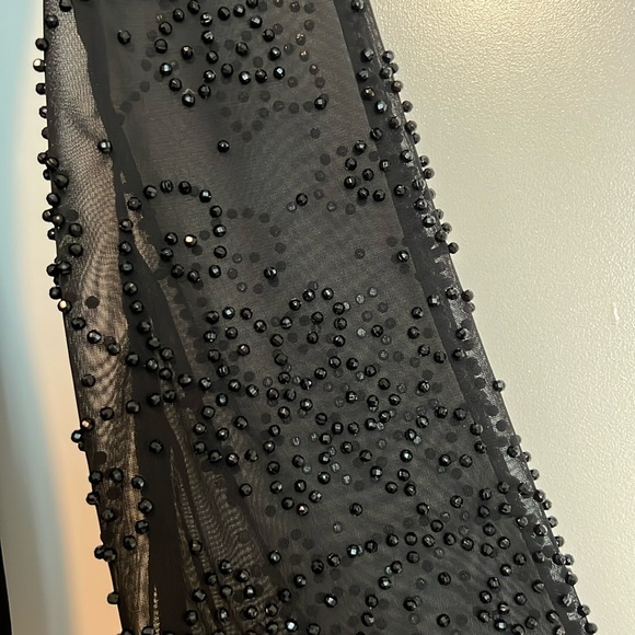 VINTAGE Beaded Top CDC Twist Front Low V sheer chiffon bellsleeves beads Vintage - Picture 4 of 11